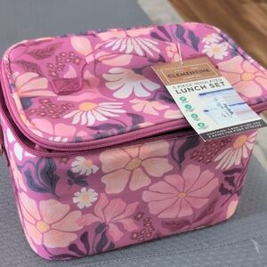 Clementine Paris Pink Floral Insulated Lunch Bag